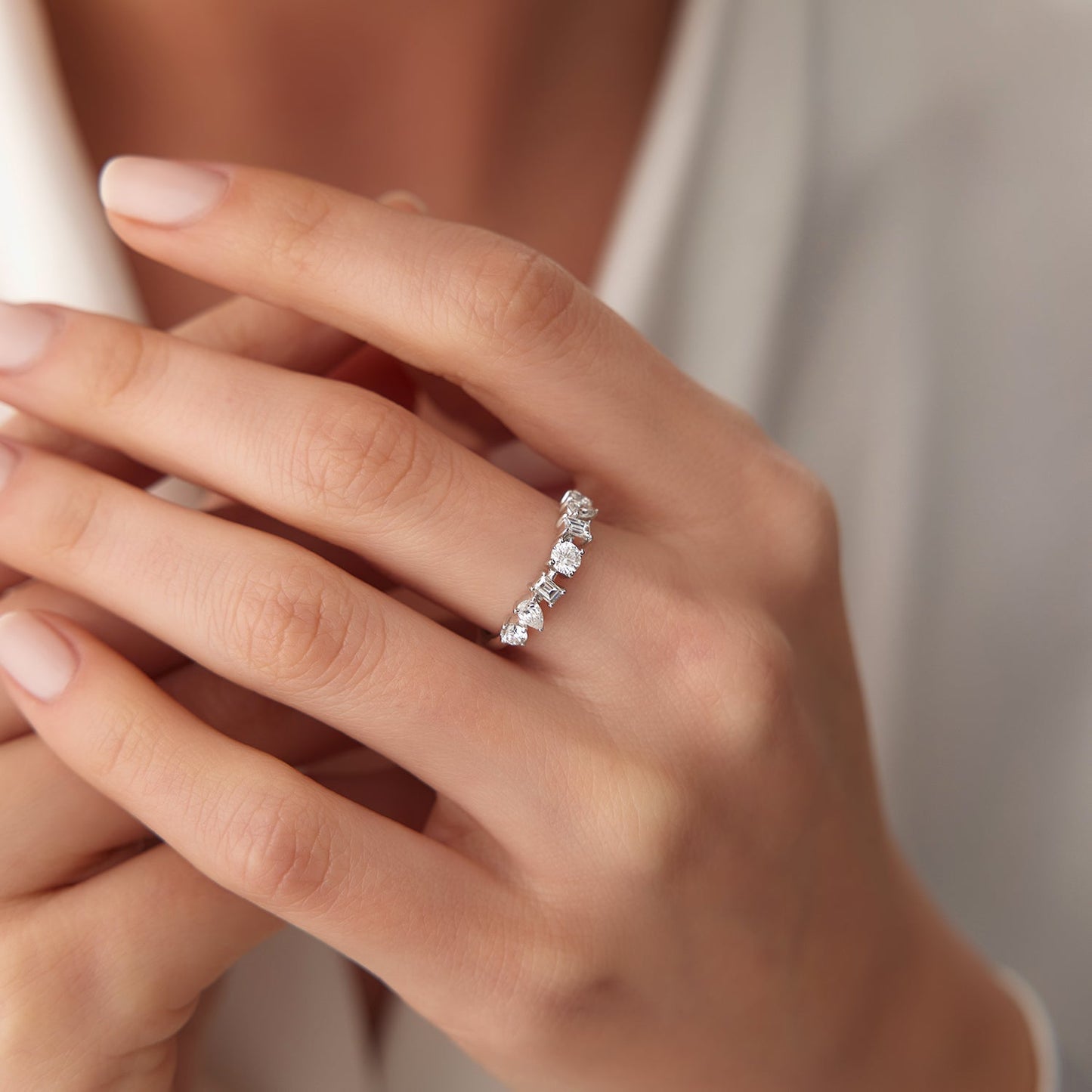 14k Mixed Cut Diamond Anniversary Ring