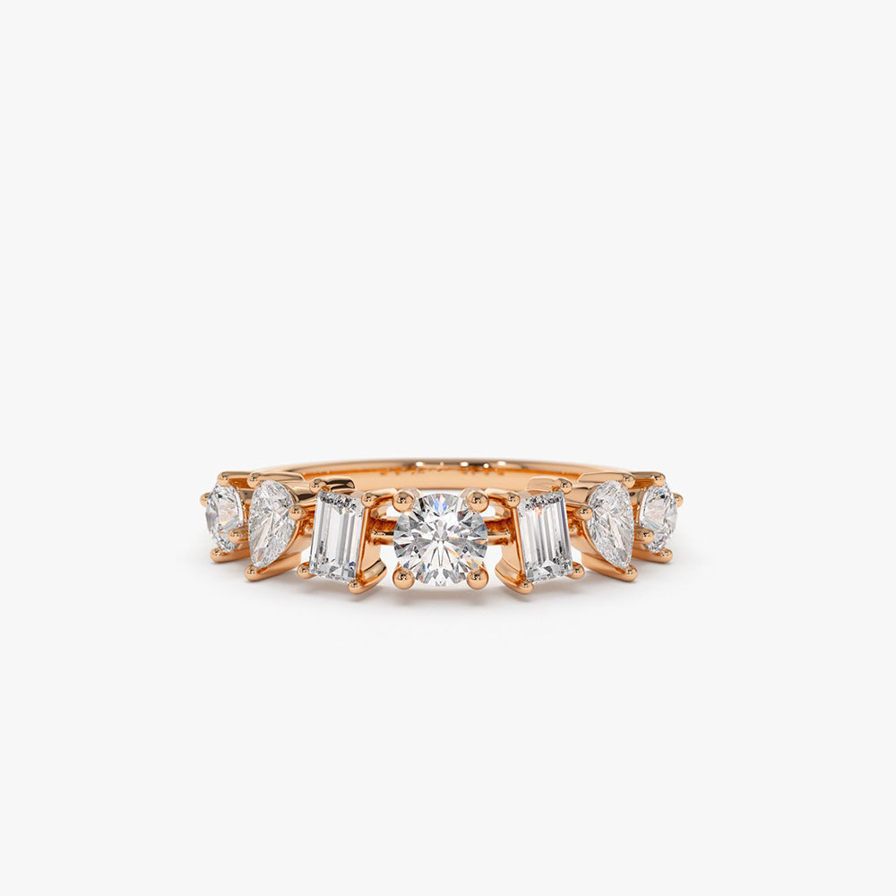 14k Mixed Cut Diamond Anniversary Ring - Geum Jewels