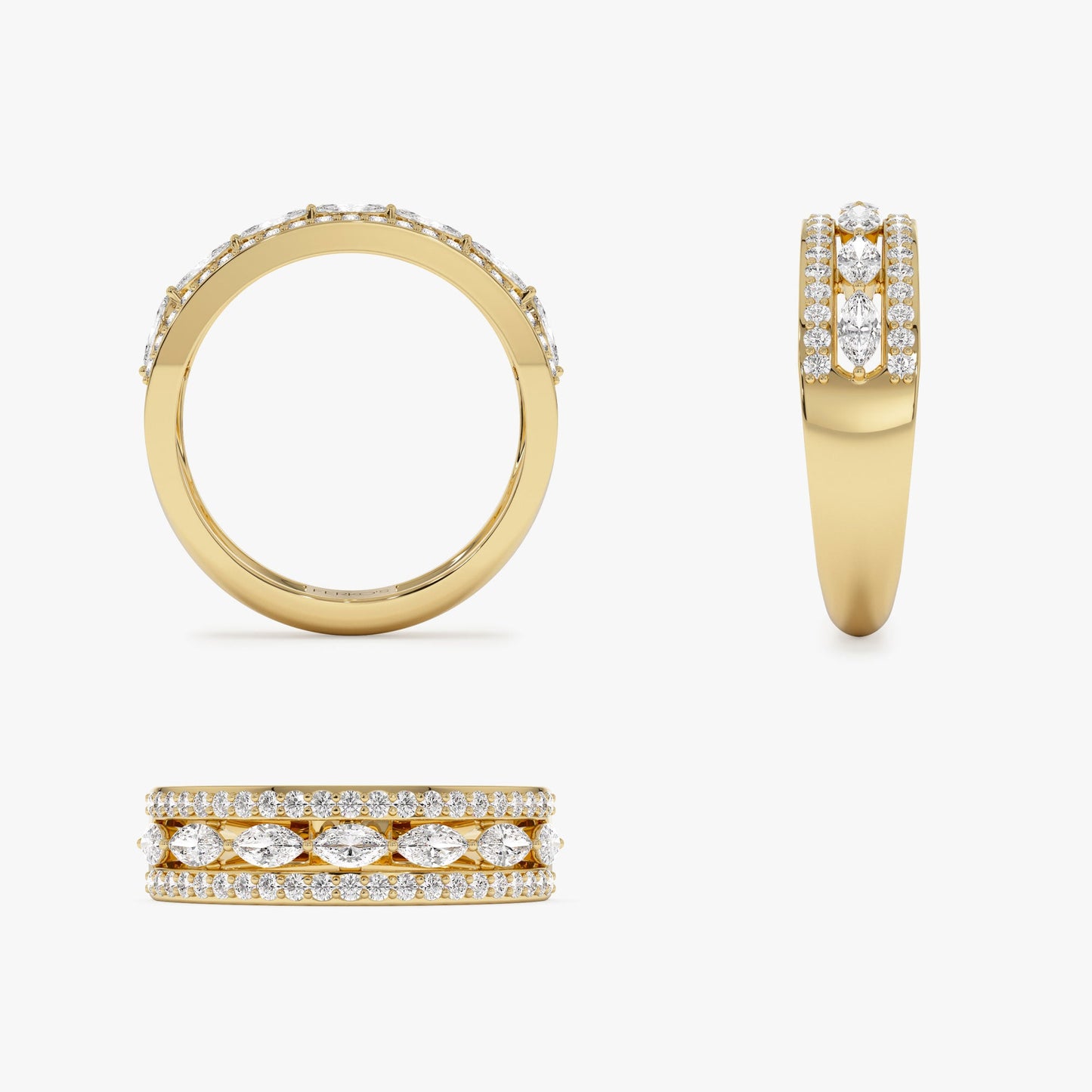 14K Multi-Band Marquise and Round Diamond Ring