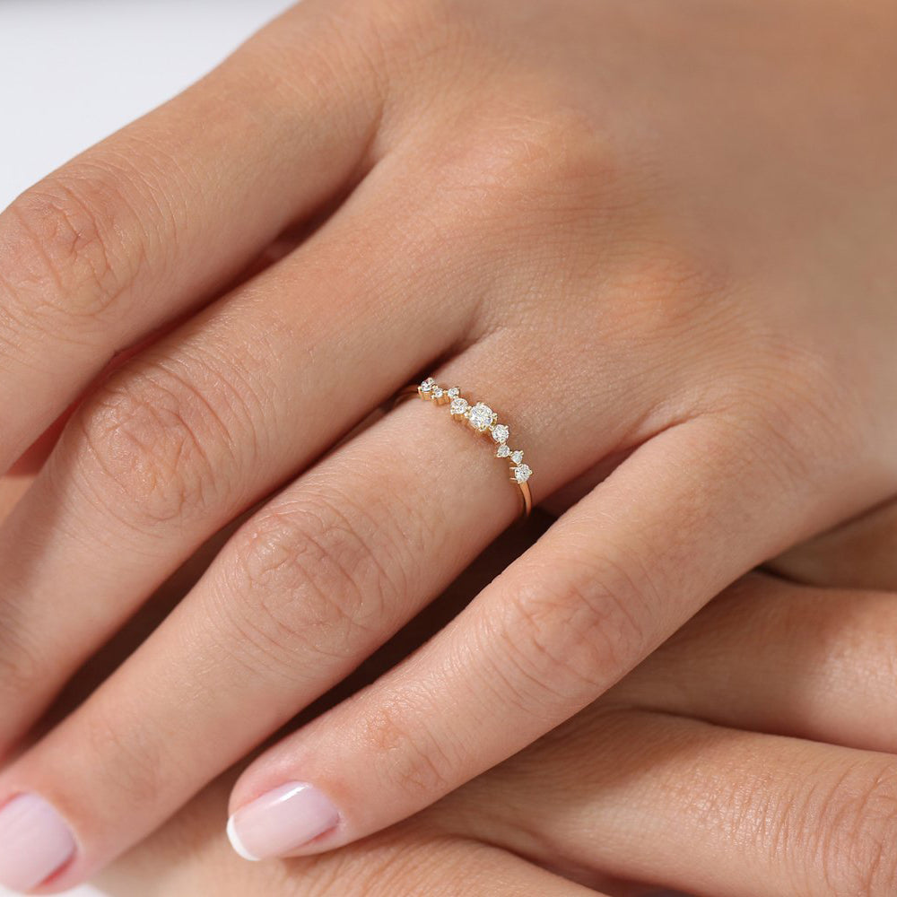 14k Multistone Diamond Cluster Ring