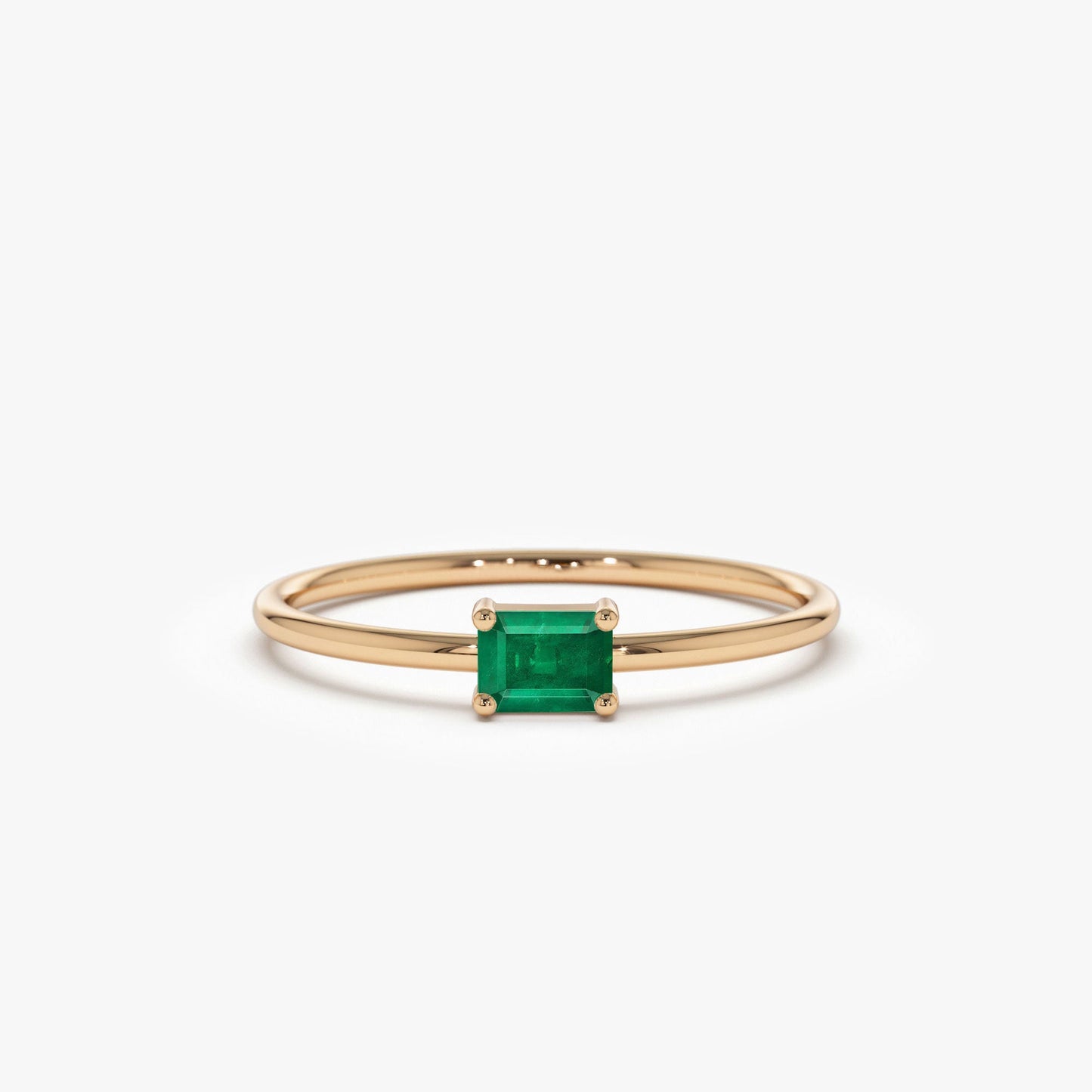 14k Octagon Cut Emerald Ring - Geum Jewels