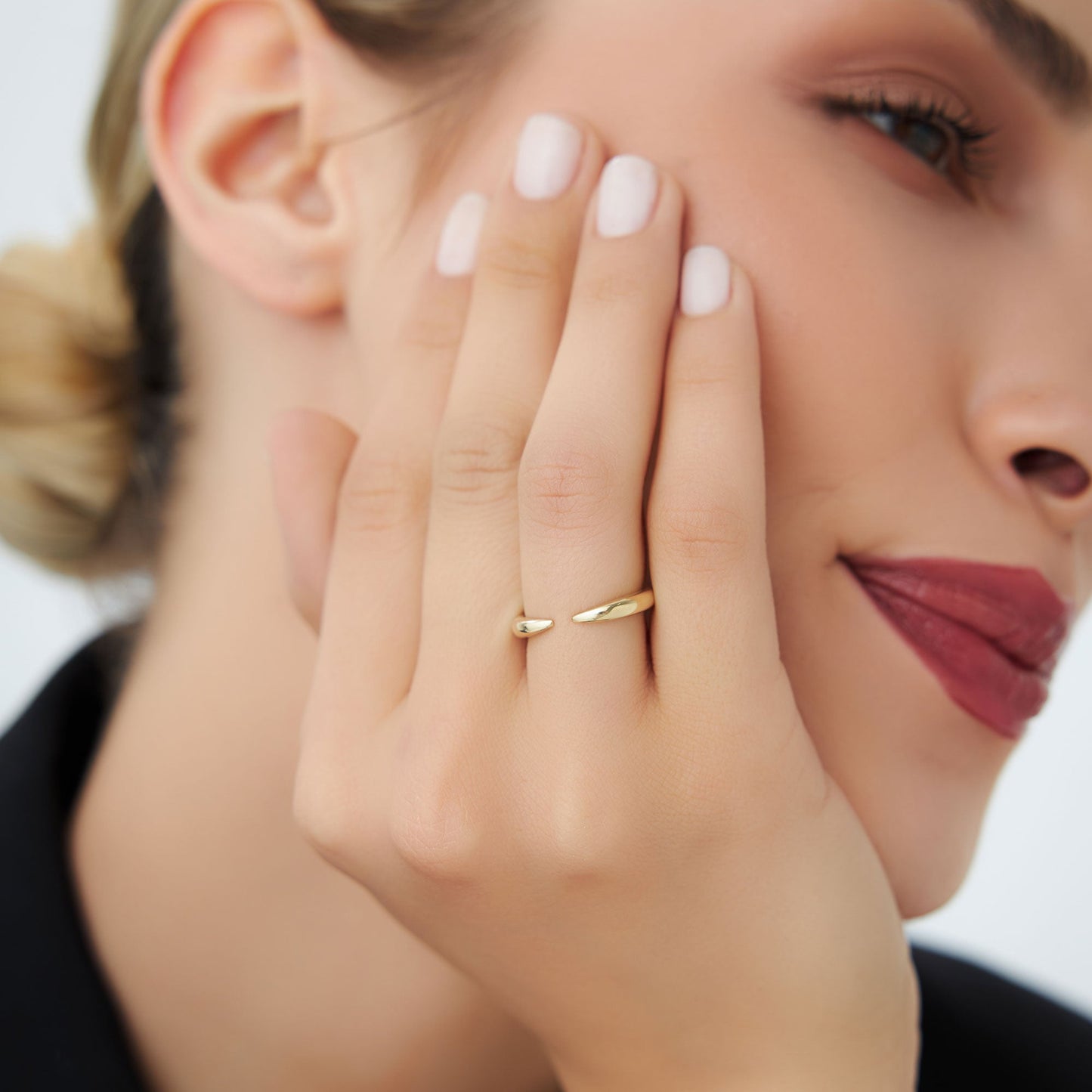 14K Open Claw Cuff Ring For Women