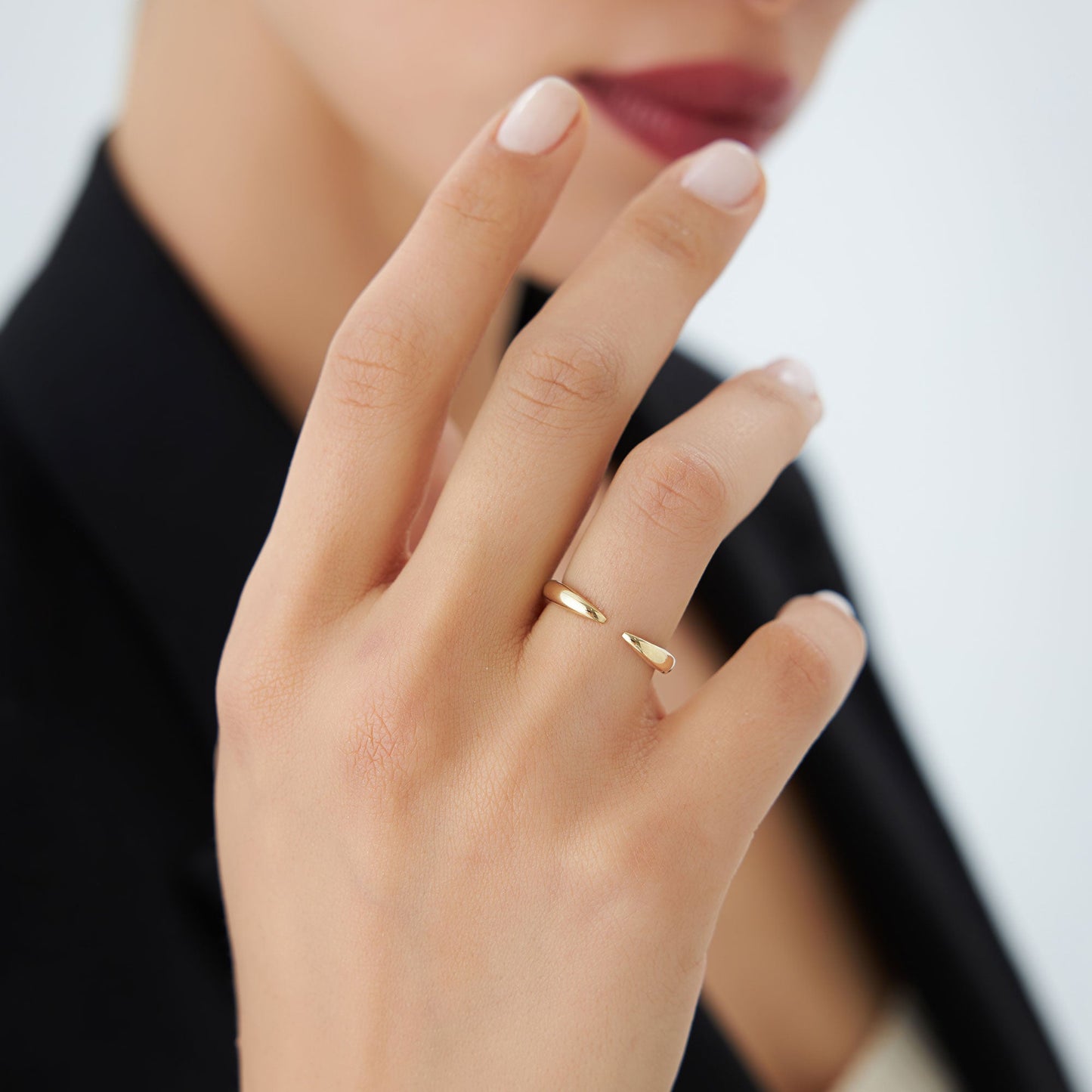 14K Open Claw Cuff Ring For Women