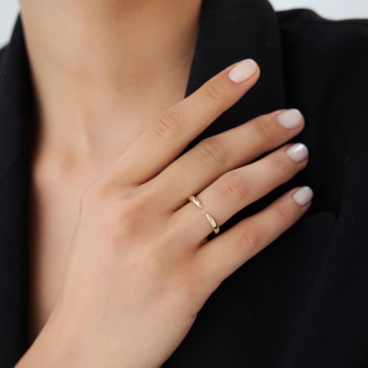 14K Open Claw Cuff Ring For Women