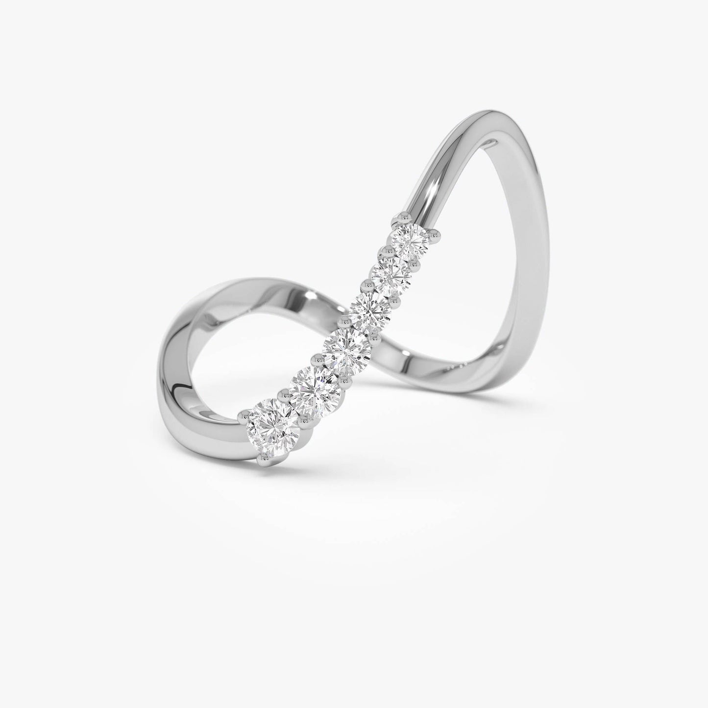 14K Open Twist Unique Diamond Ring - Geum Jewels