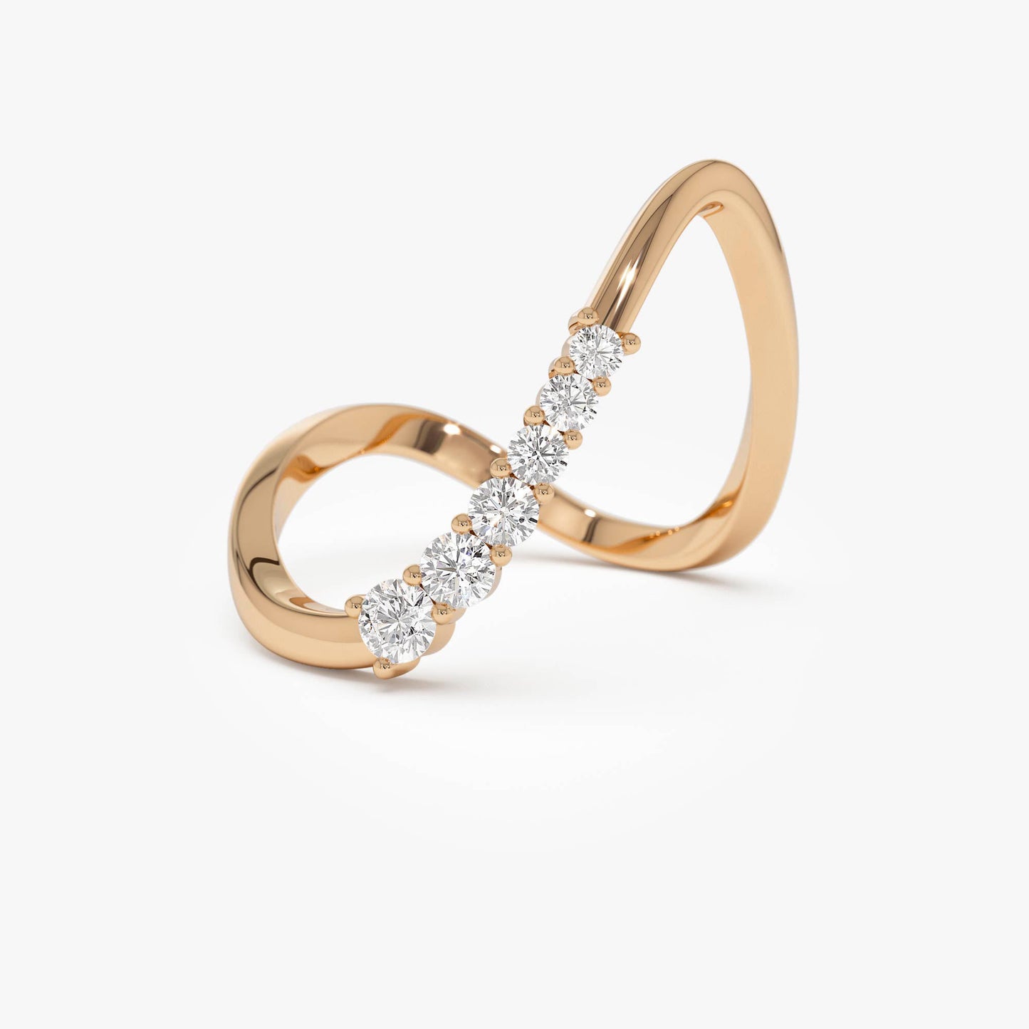 14K Open Twist Unique Diamond Ring - Geum Jewels