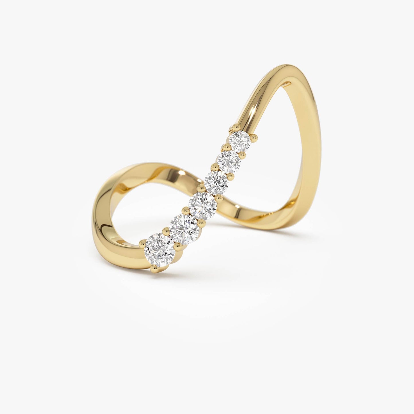 14K Open Twist Unique Diamond Ring - Geum Jewels