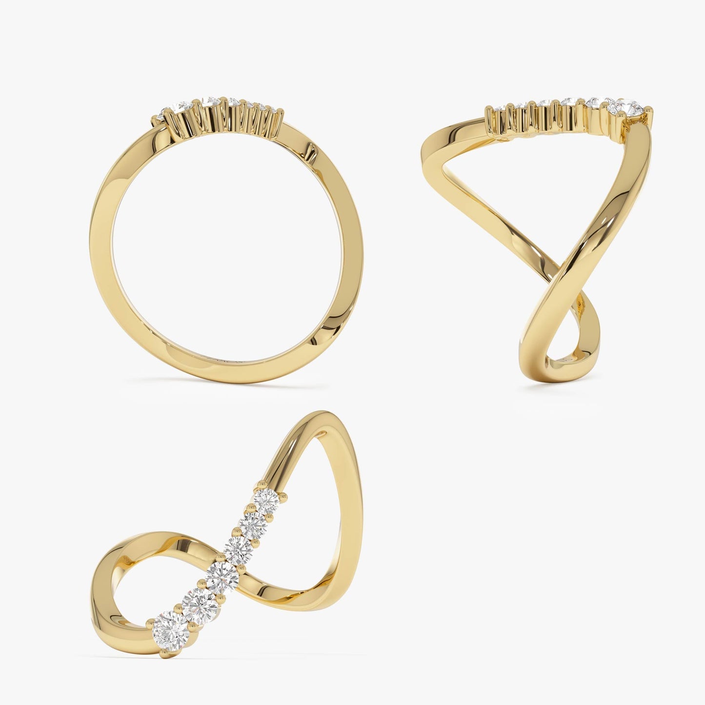 14K Open Twist Unique Diamond Ring - Geum Jewels