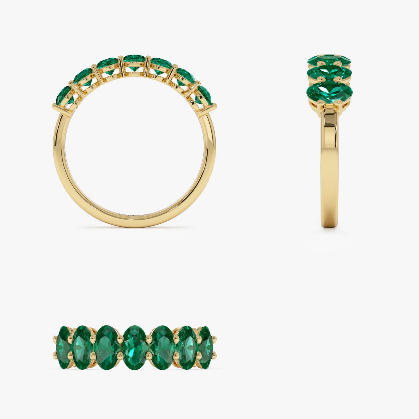 14k Oval Shaped Basket Setting Emerald Ring