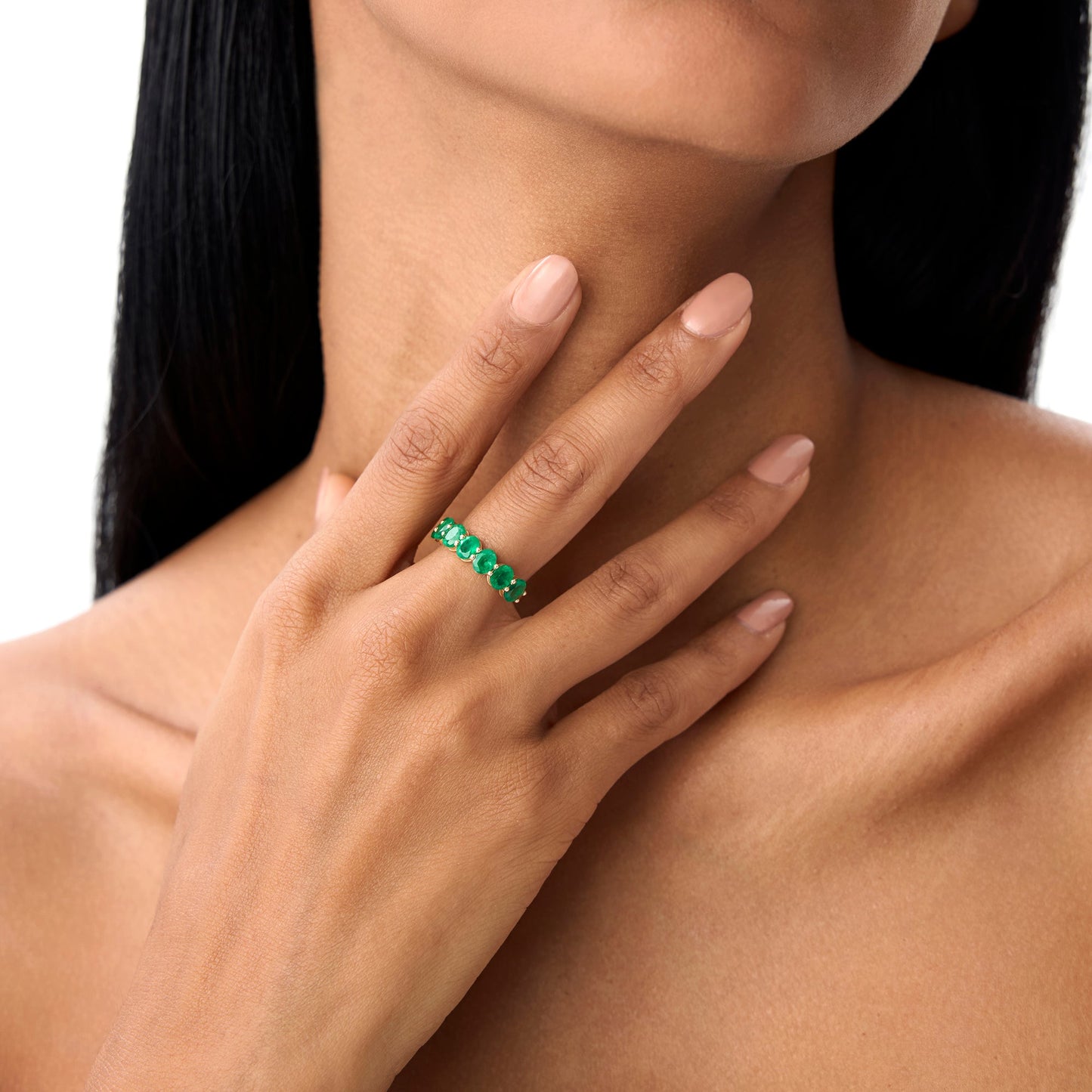 14k Oval Shaped Basket Setting Emerald Ring