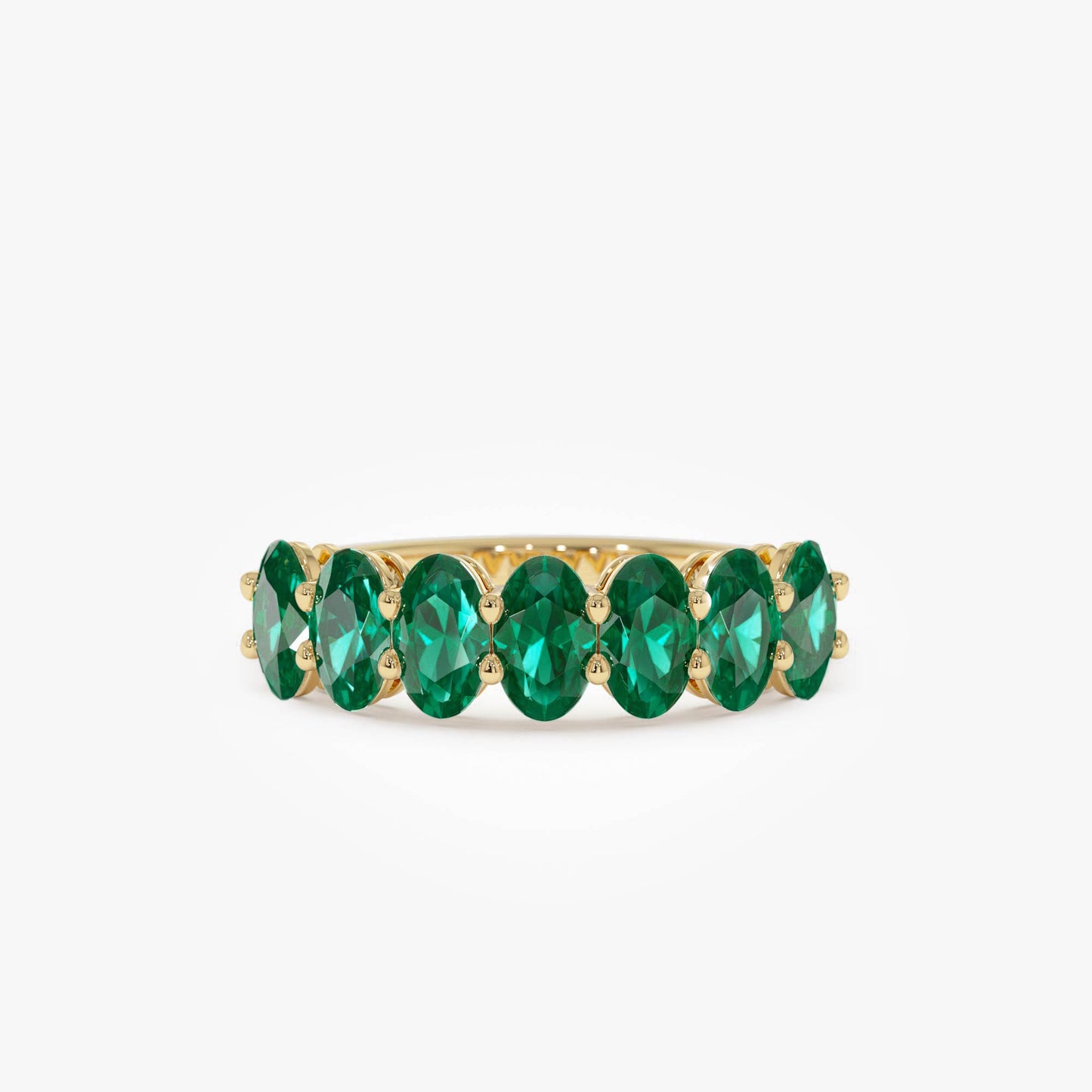 14k Oval Shaped Basket Setting Emerald Ring - Geum Jewels