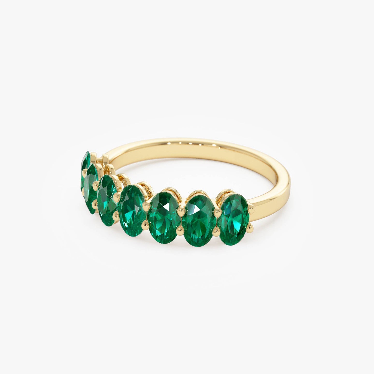 14k Oval Shaped Basket Setting Emerald Ring - Geum Jewels