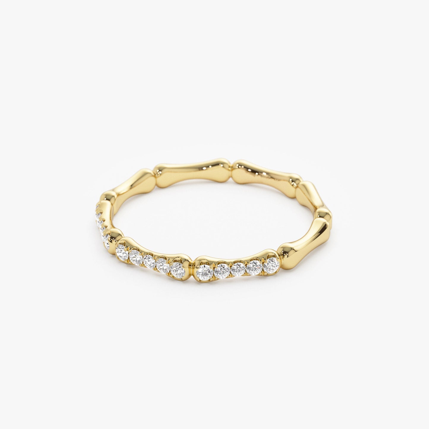 14k Pave Diamond Bamboo Ring - Geum Jewels