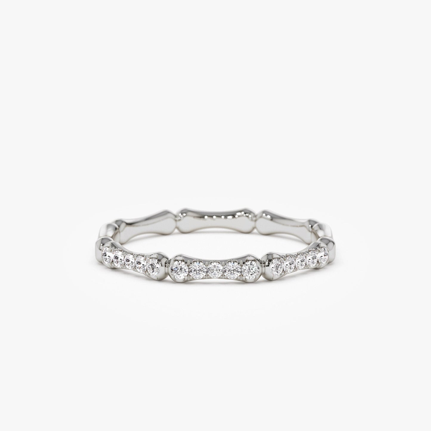 14k Pave Diamond Bamboo Ring - Geum Jewels