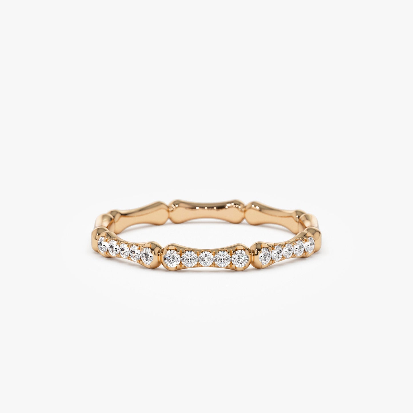 14k Pave Diamond Bamboo Ring - Geum Jewels