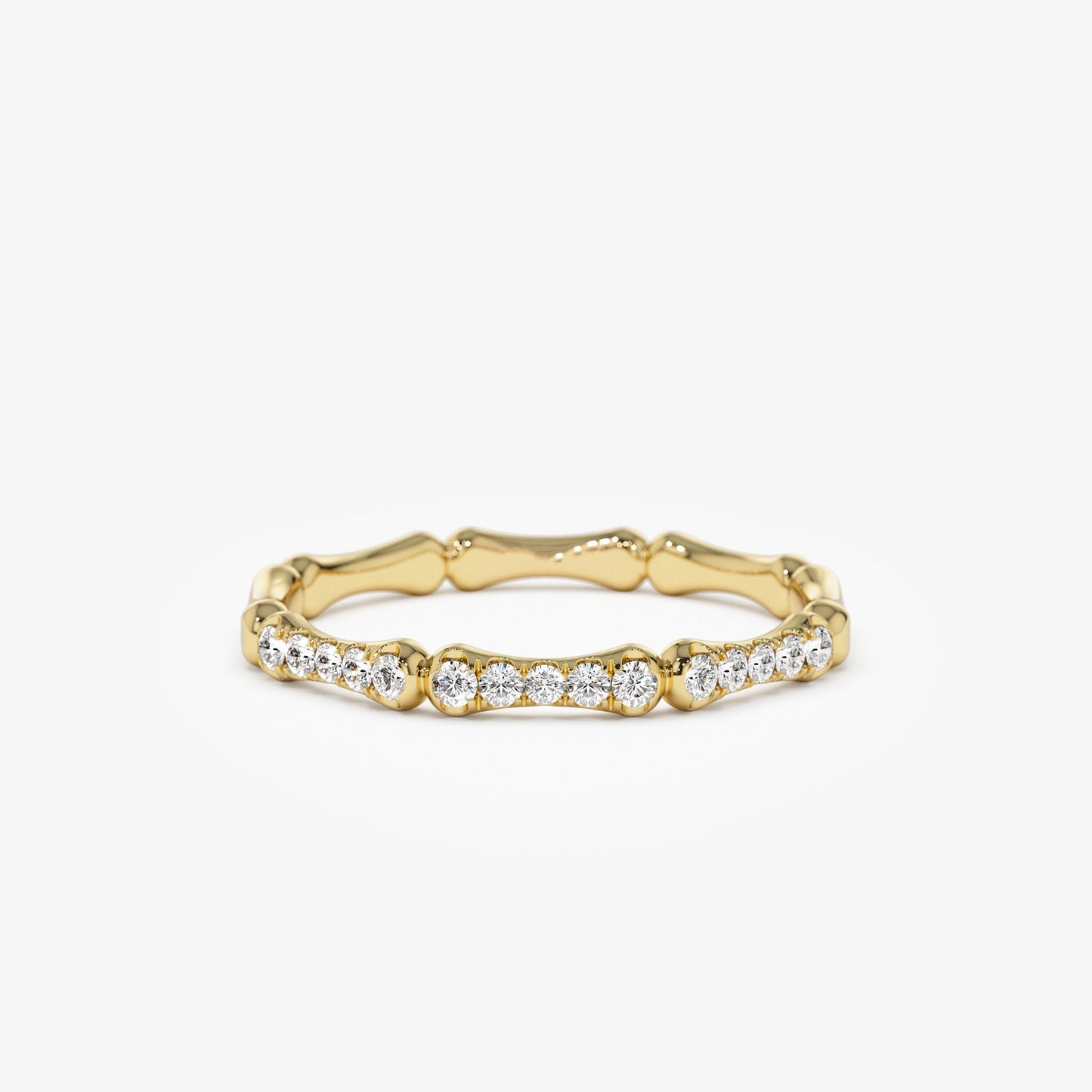 14k Pave Diamond Bamboo Ring - Geum Jewels
