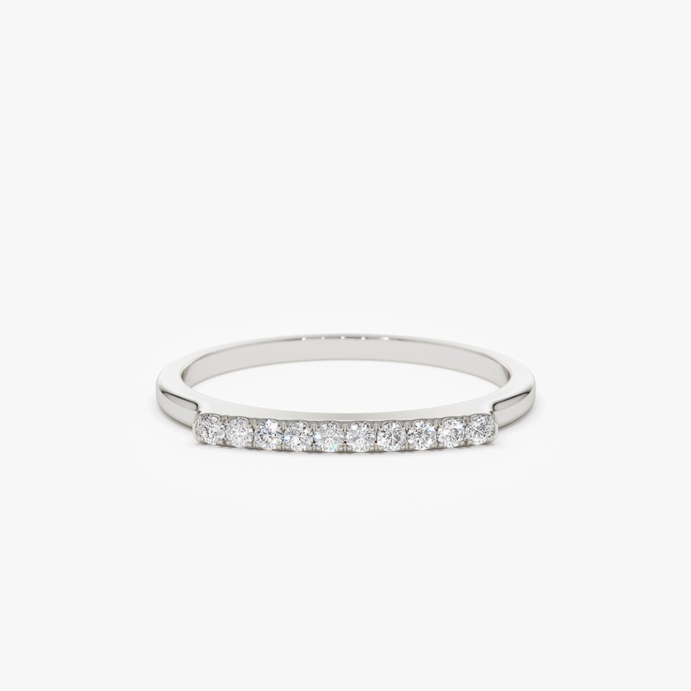 14k Pave Diamond Bar Ring - Geum Jewels