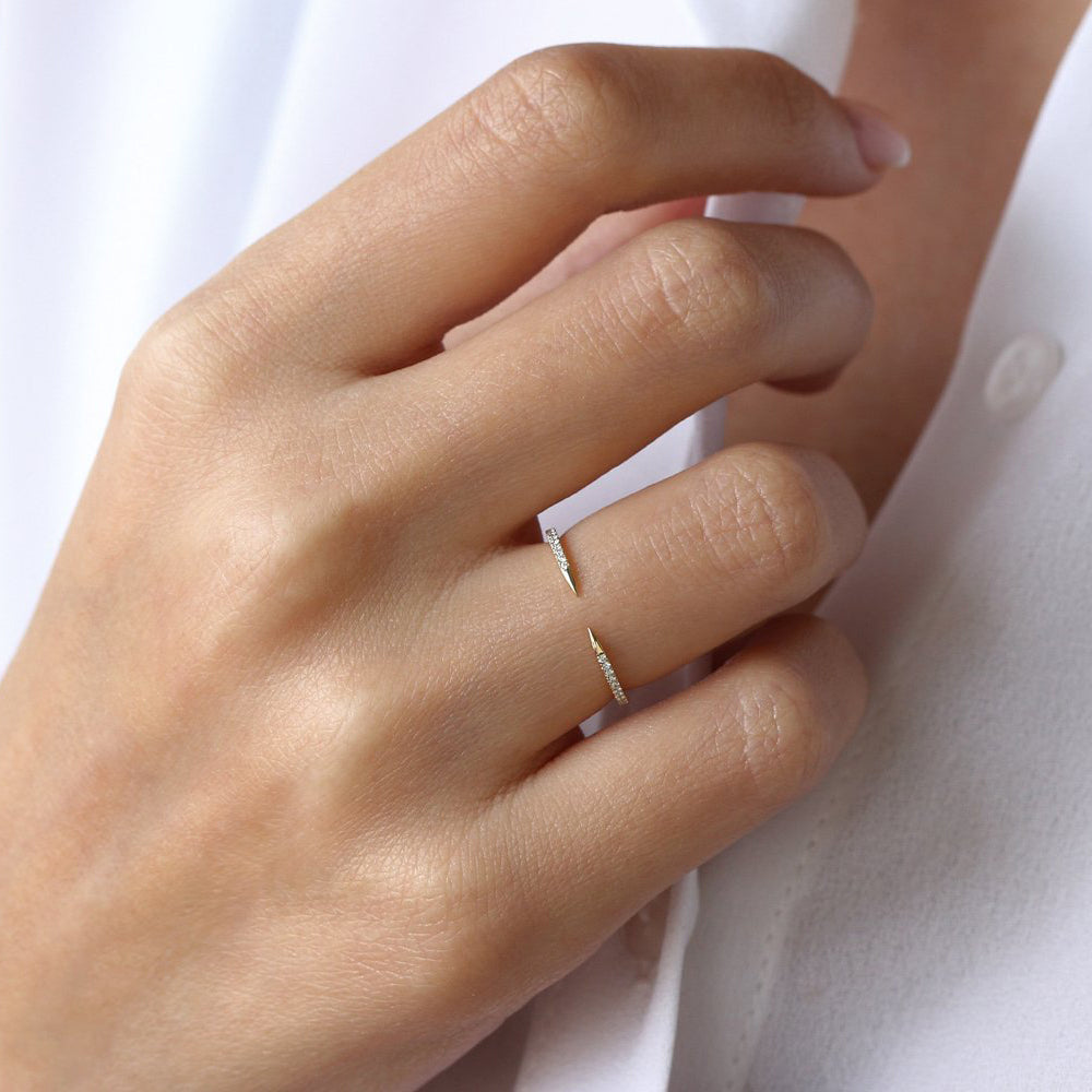 14k Pave Diamond Open Cuff Claw Diamond Ring