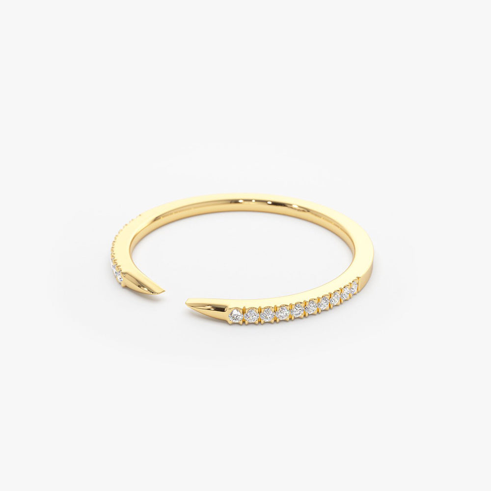 14k Pave Diamond Open Cuff Claw Diamond Ring - Geum Jewels