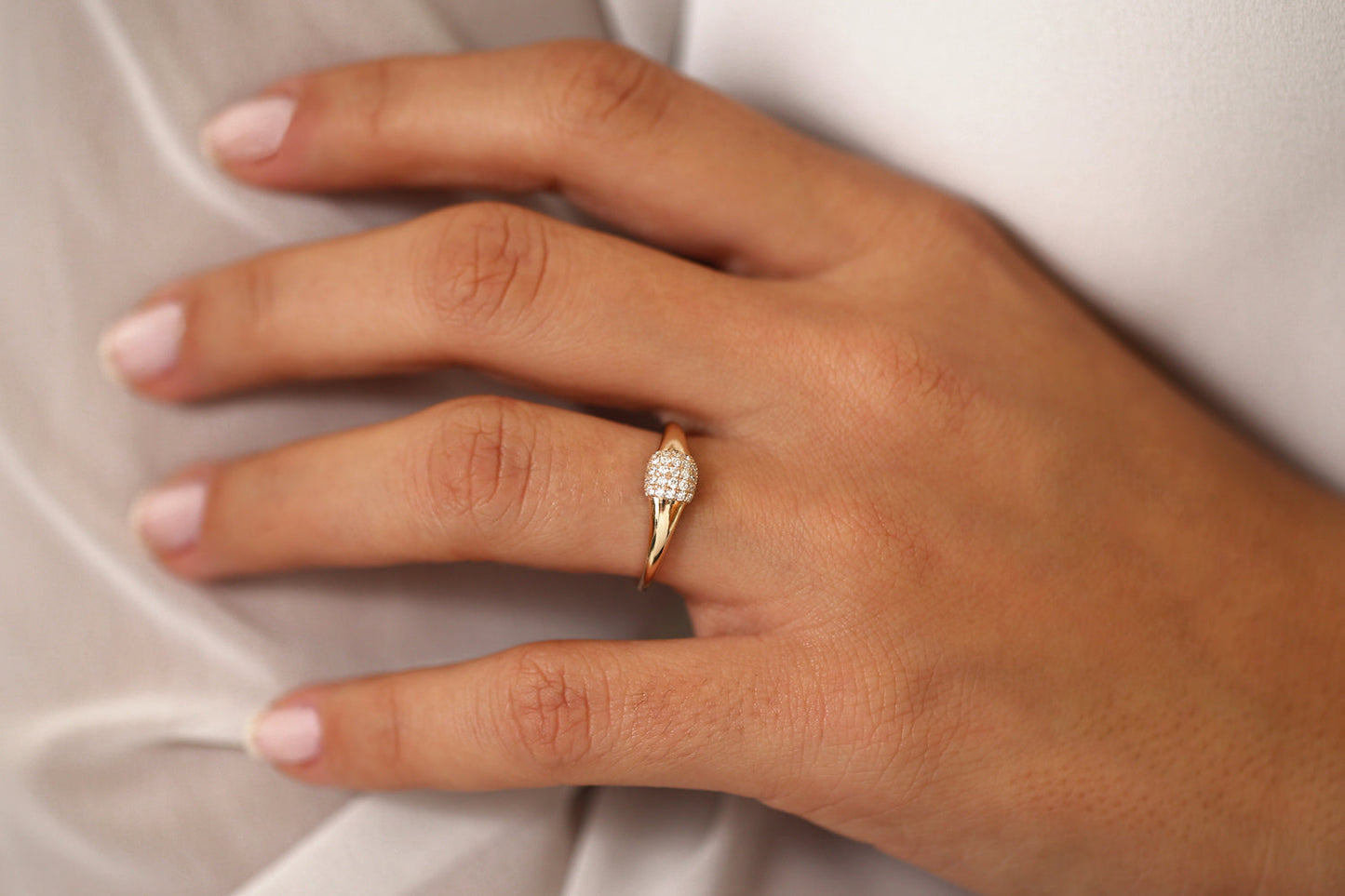 14k Pave Diamond Pinky Ring