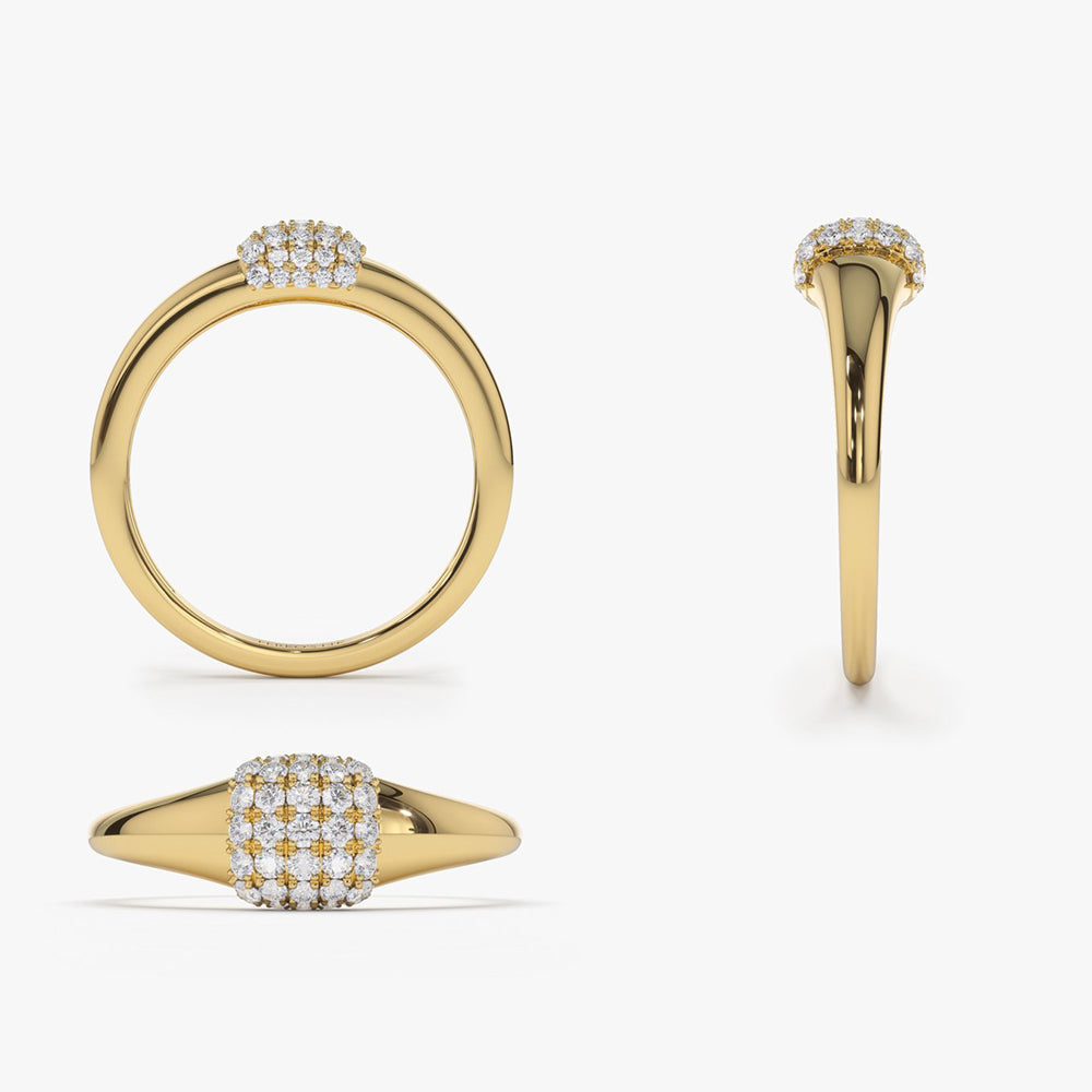 14k Pave Diamond Pinky Ring