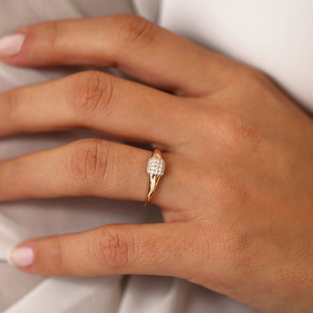 14k Pave Diamond Pinky Ring
