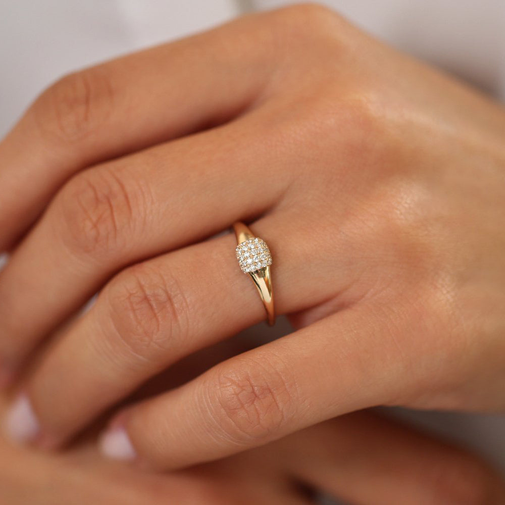 14k Pave Diamond Pinky Ring