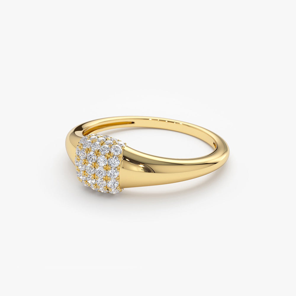 14k Pave Diamond Pinky Ring - Geum Jewels