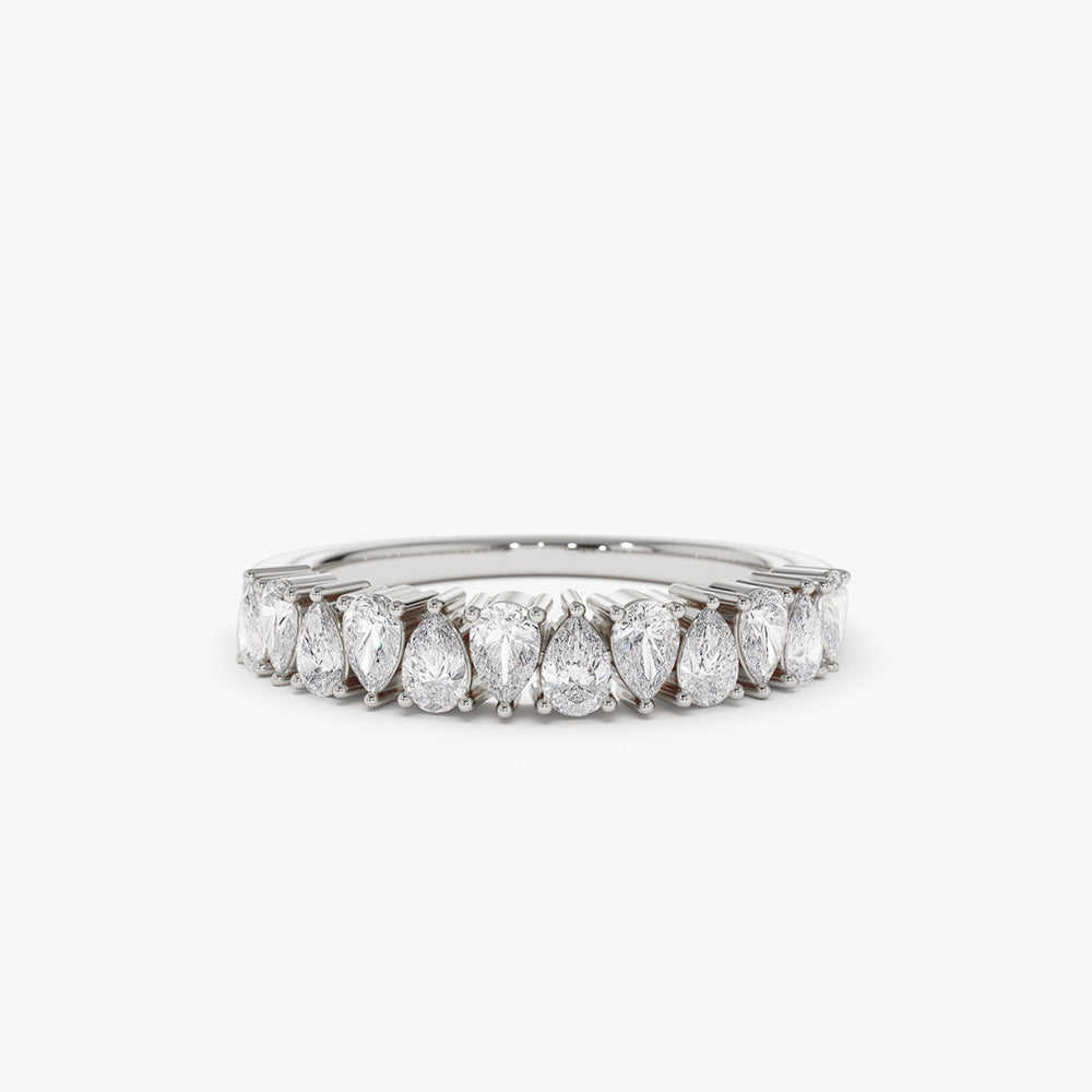 14k Pear Shape Half Eternity Diamond Band - Geum Jewels