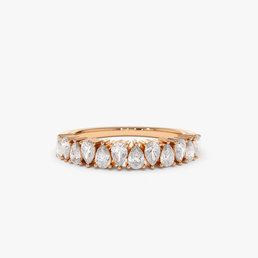 14k Pear Shape Half Eternity Diamond Band - Geum Jewels