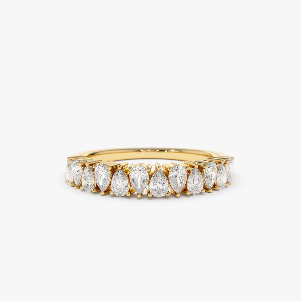 14k Pear Shape Half Eternity Diamond Band - Geum Jewels