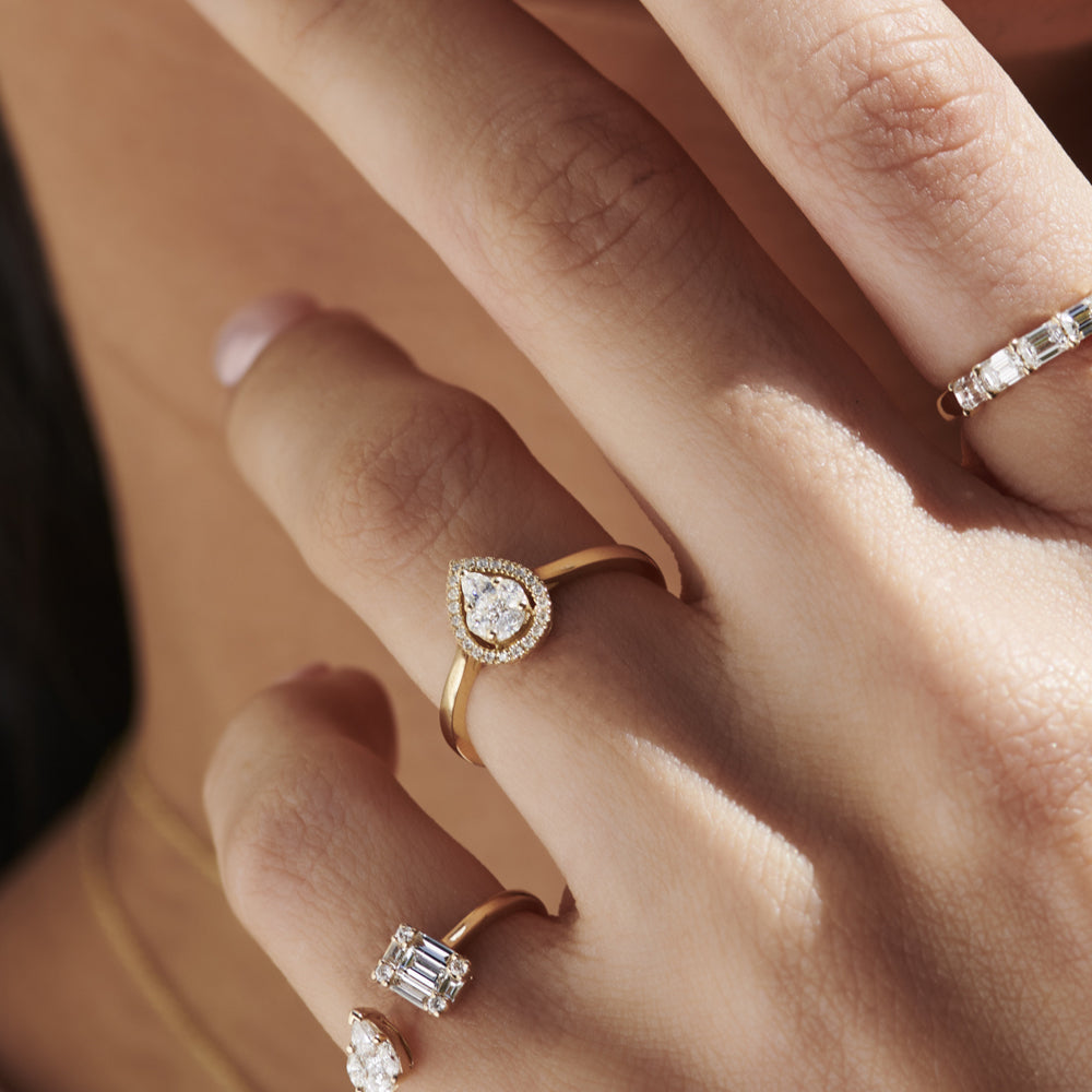 14k Pear Shape Illusion Setting Diamond Engagement Ring