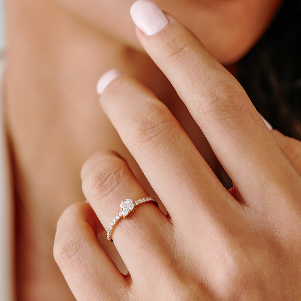14k Pear Shape Illusion Setting Diamond Engagement Ring