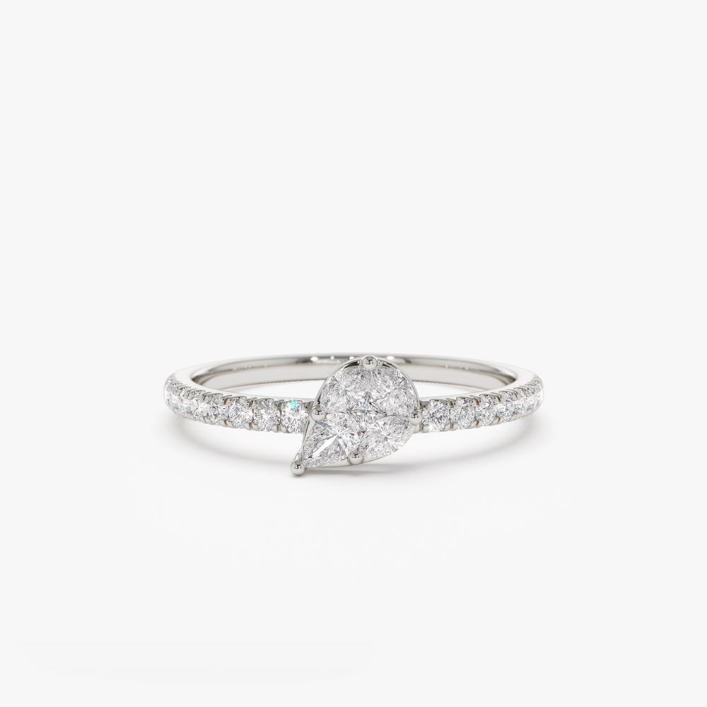 14k Pear Shape Illusion Setting Diamond Engagement Ring - Geum Jewels