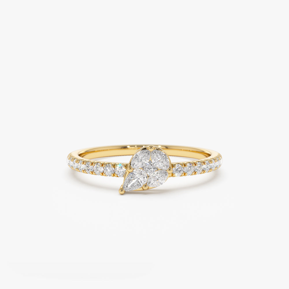 14k Pear Shape Illusion Setting Diamond Engagement Ring - Geum Jewels