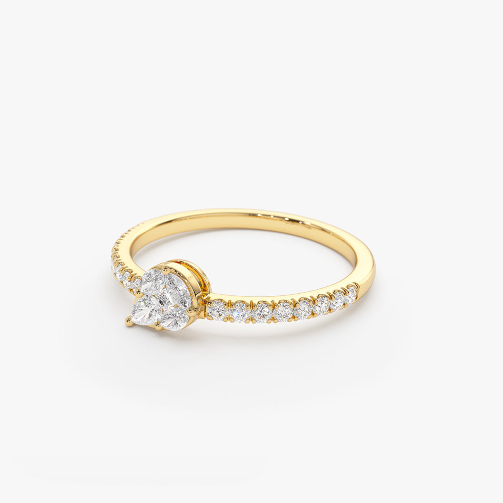 14k Pear Shape Illusion Setting Diamond Engagement Ring - Geum Jewels