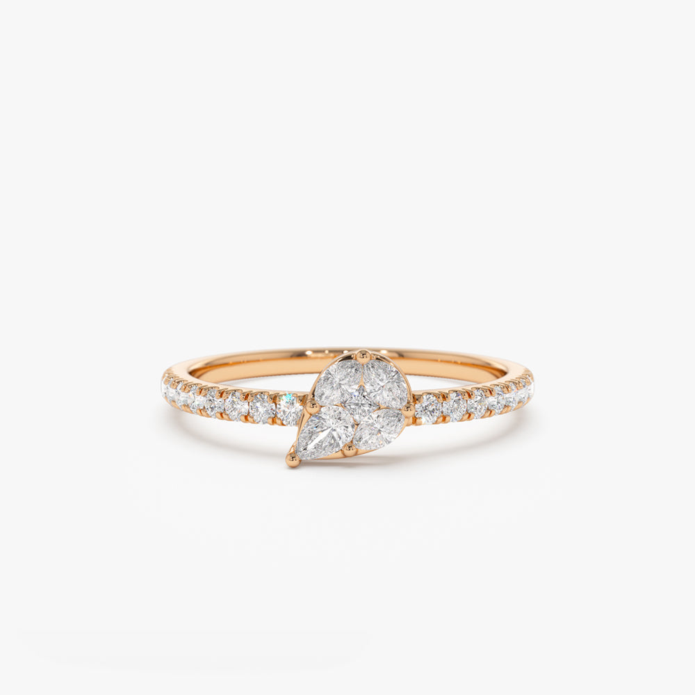 14k Pear Shape Illusion Setting Diamond Engagement Ring - Geum Jewels
