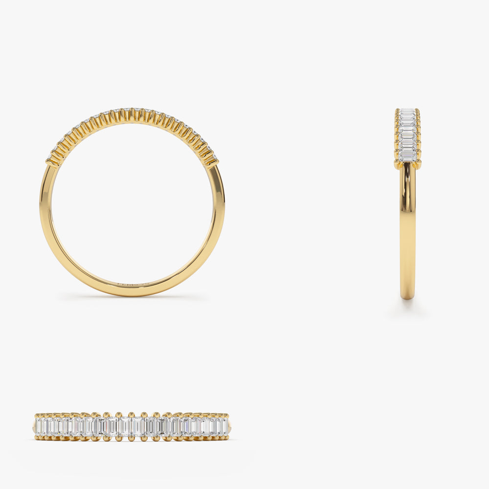 14k Petite Baguette Diamond Wedding Band