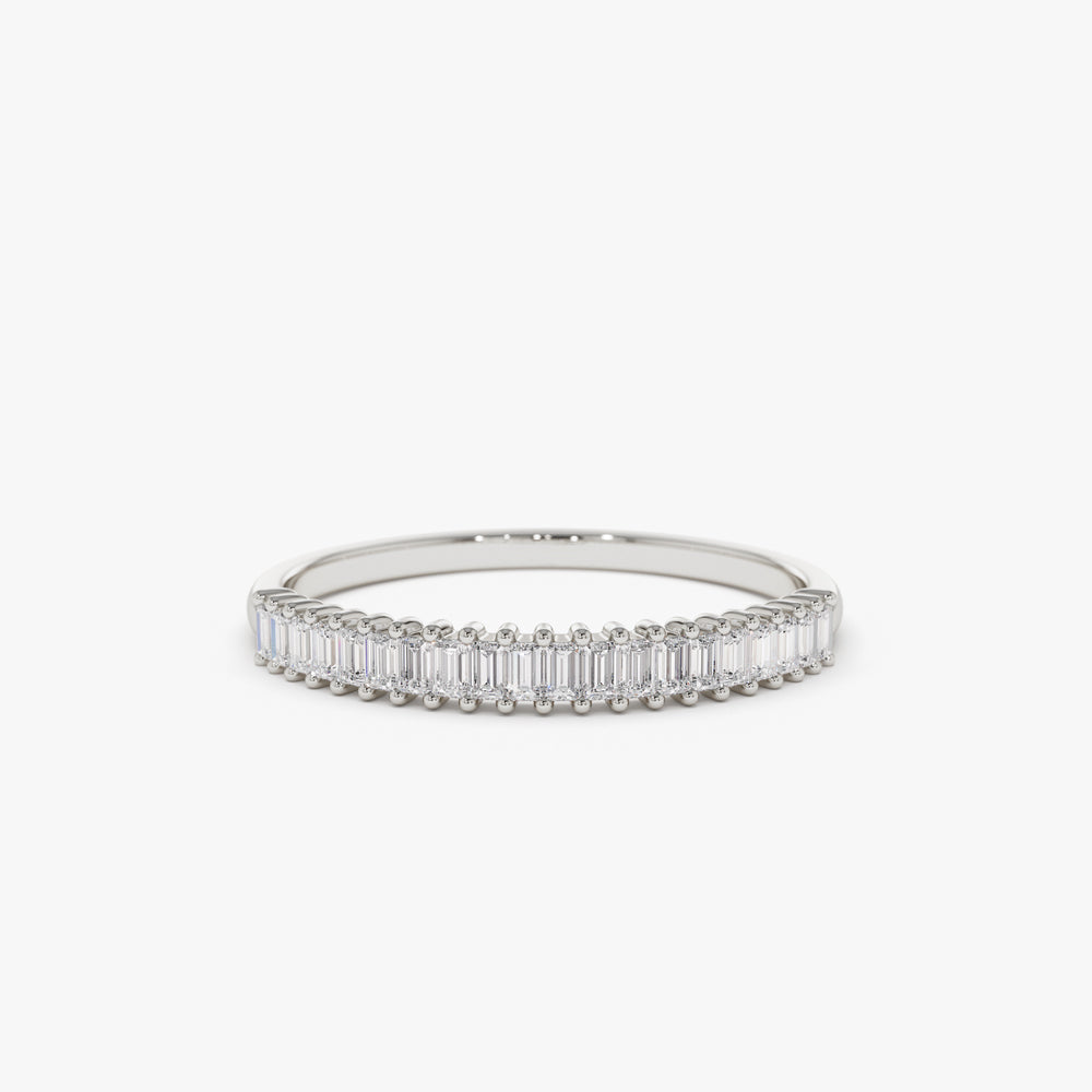 14k Petite Baguette Diamond Wedding Band - Geum Jewels
