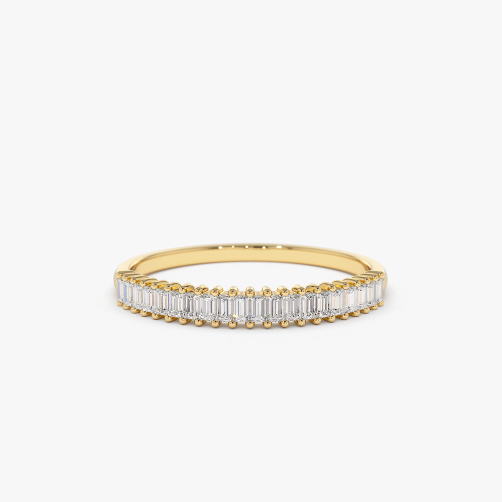 14k Petite Baguette Diamond Wedding Band - Geum Jewels