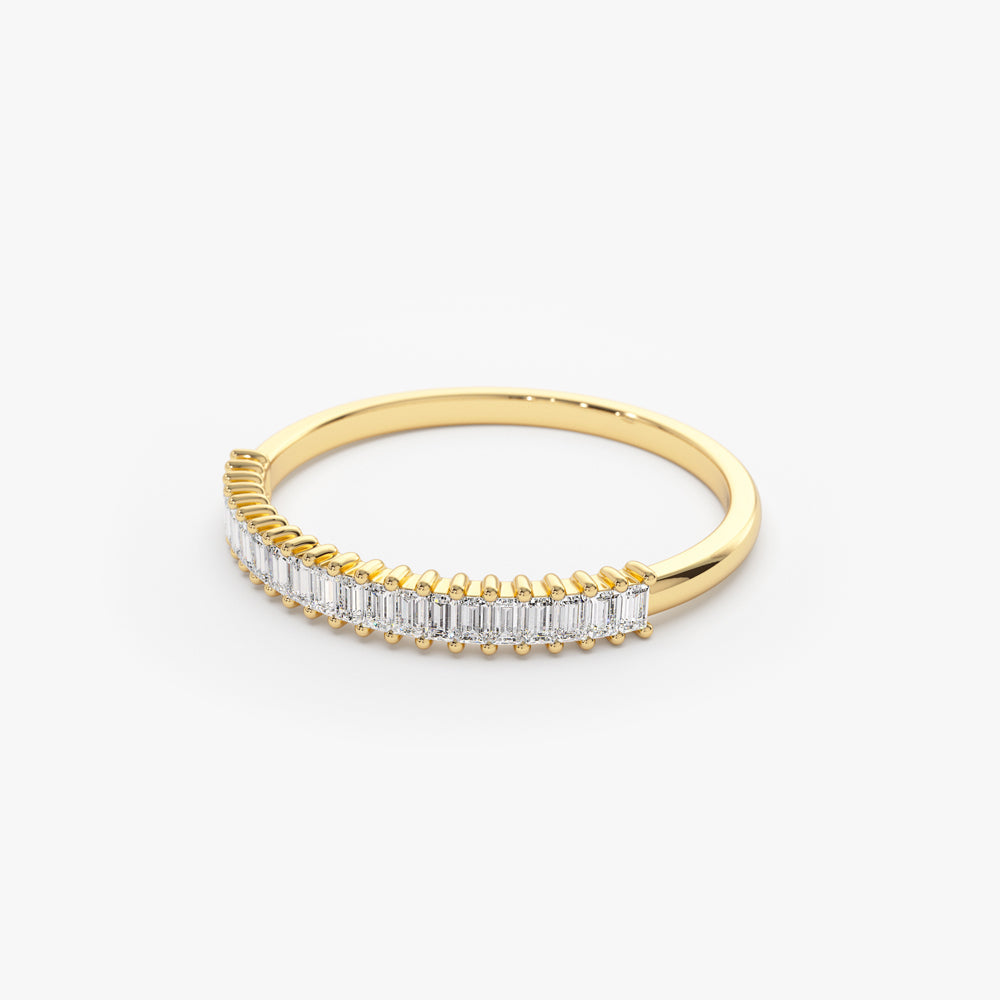 14k Petite Baguette Diamond Wedding Band - Geum Jewels