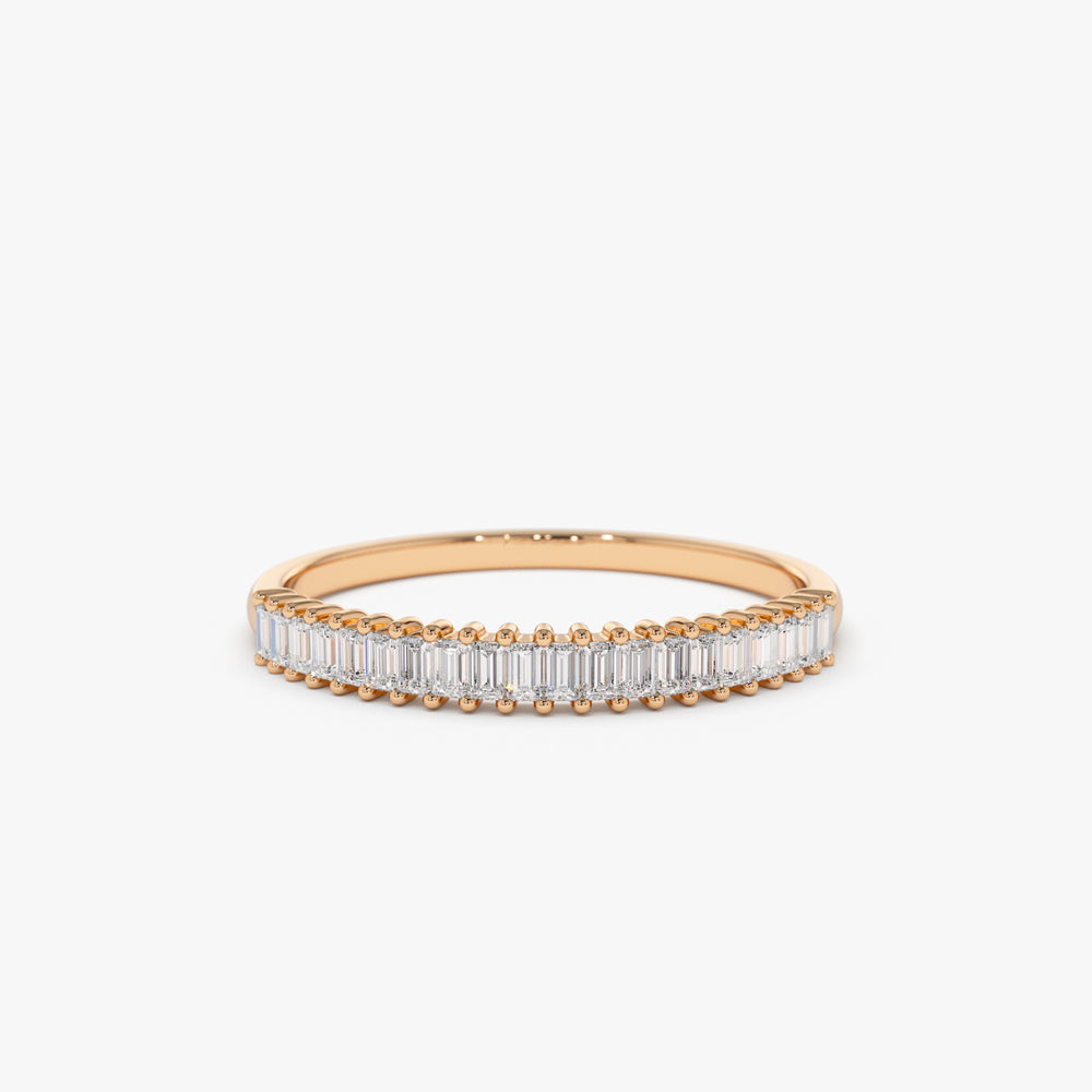 14k Petite Baguette Diamond Wedding Band - Geum Jewels