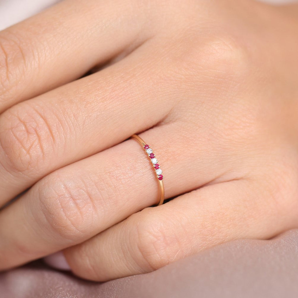 14k Petite Sapphire and Diamond Ring