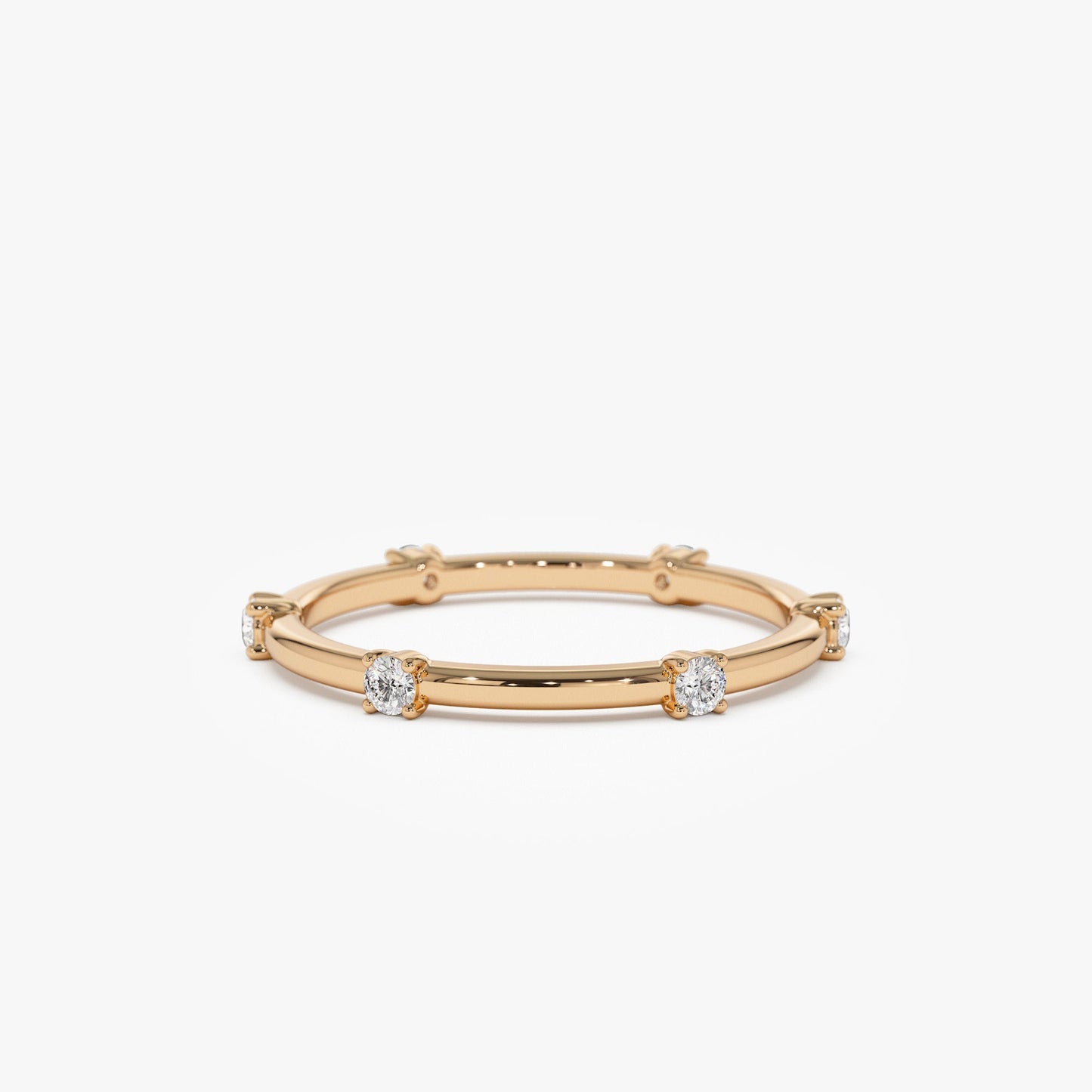 14k Prong Setting Full Eternity Dainty Stacking Ring - Geum Jewels