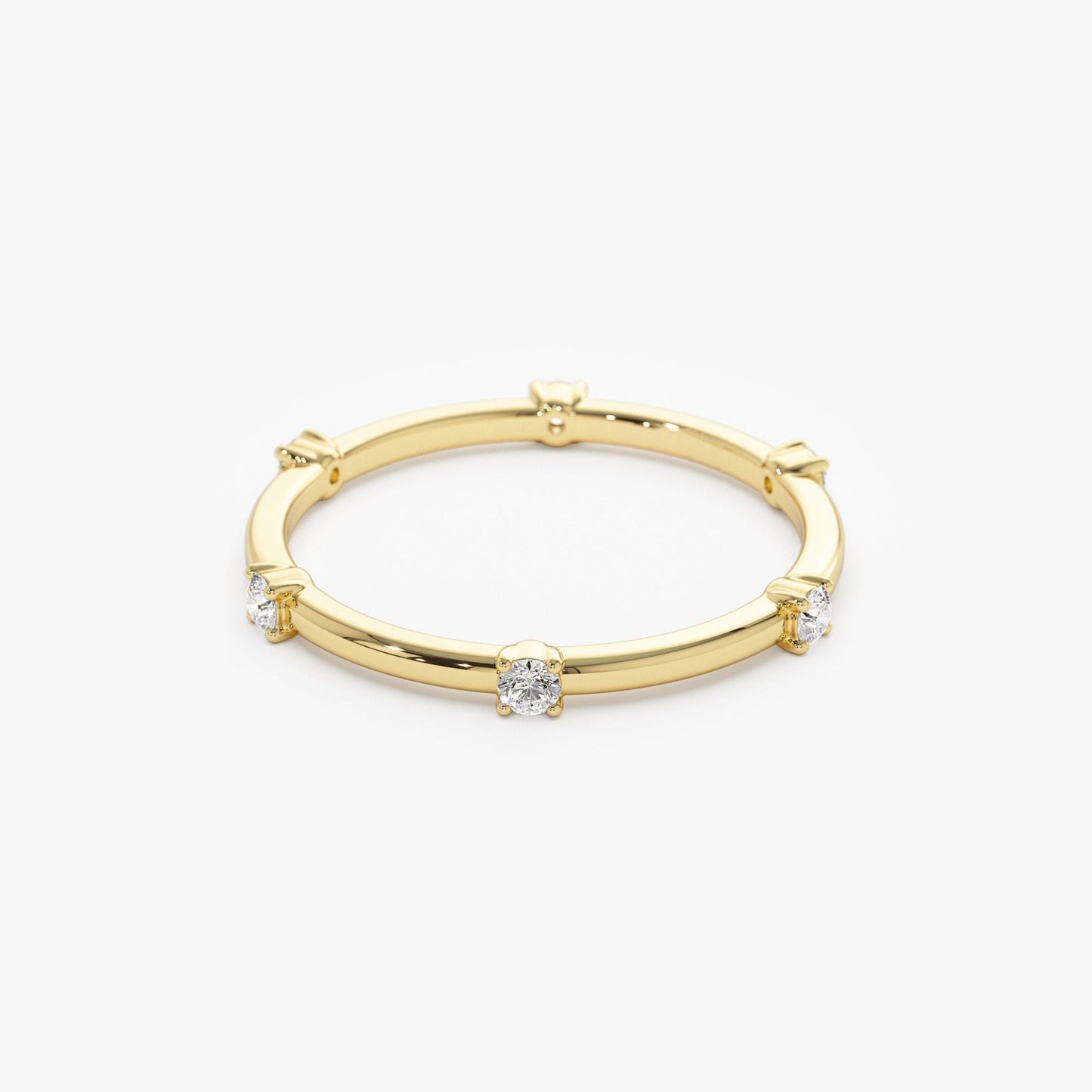 14k Prong Setting Full Eternity Dainty Stacking Ring - Geum Jewels