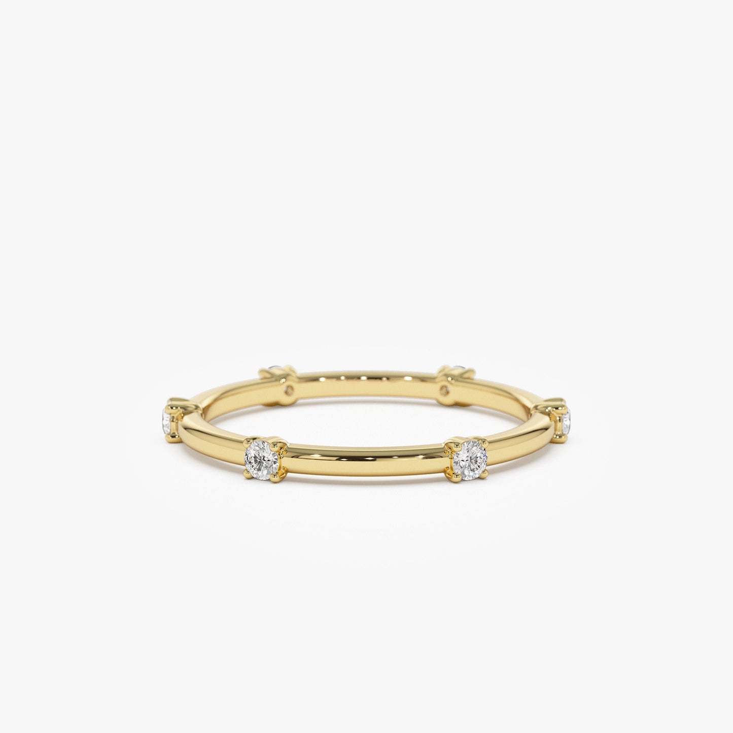 14k Prong Setting Full Eternity Dainty Stacking Ring - Geum Jewels