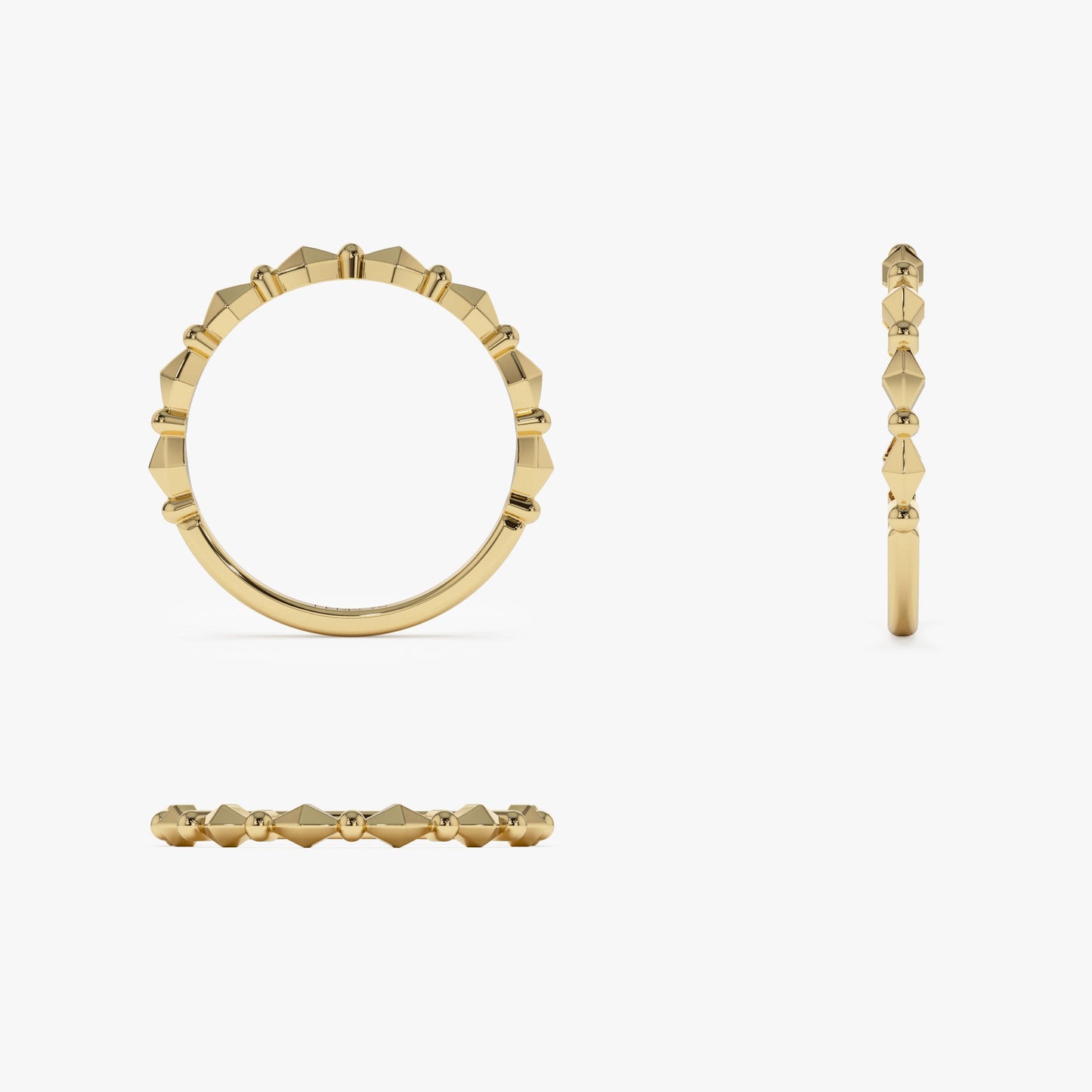 14K Pyramid and Bead Stacking Band
