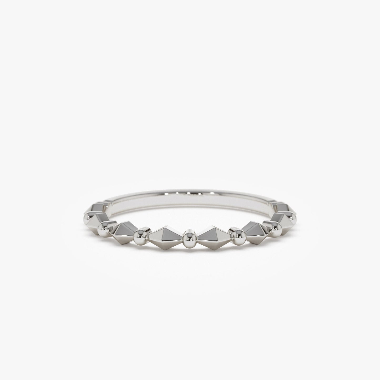 14K Pyramid and Bead Stacking Band - Geum Jewels