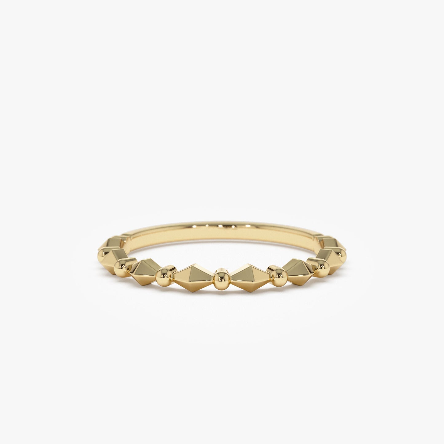 14K Pyramid and Bead Stacking Band - Geum Jewels