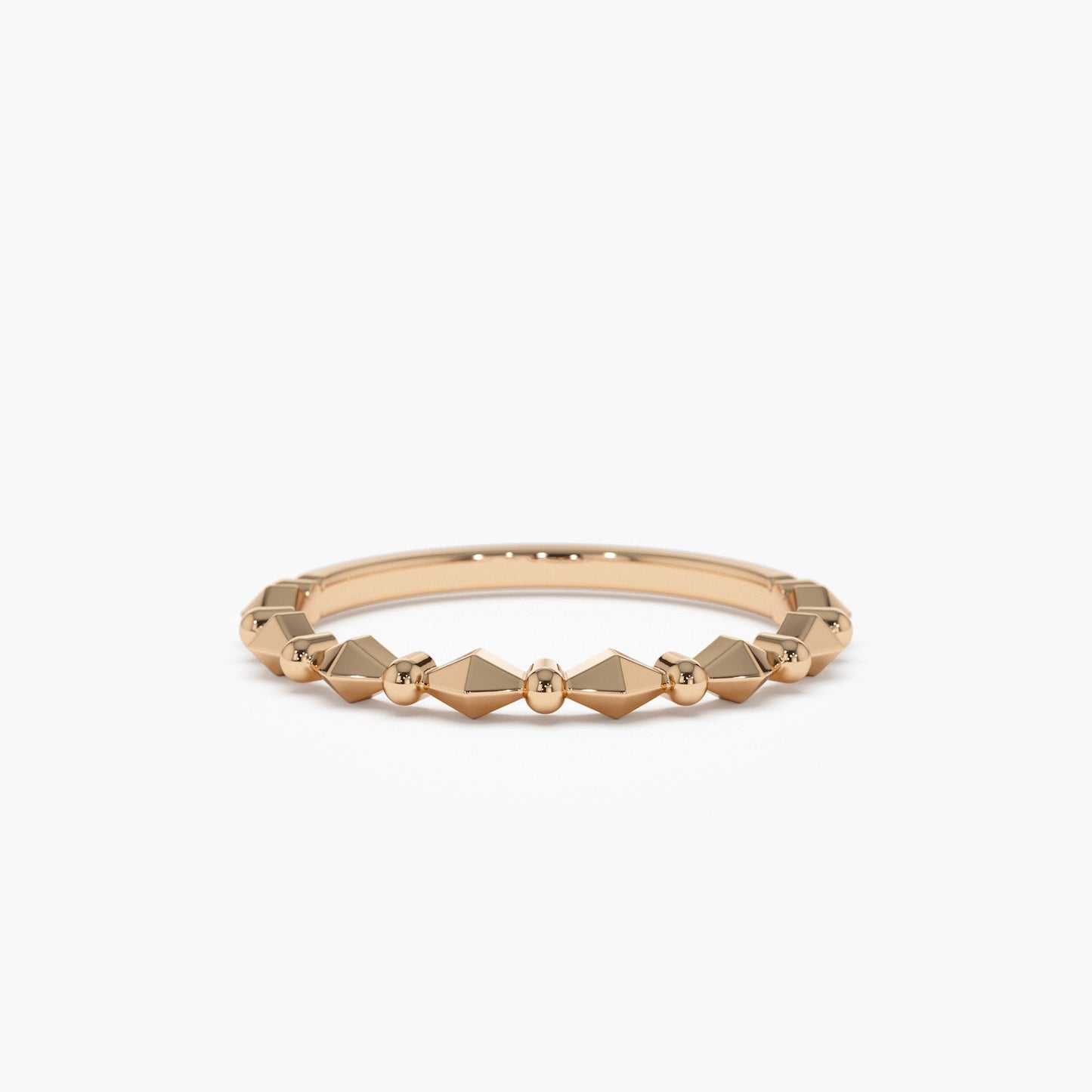 14K Pyramid and Bead Stacking Band - Geum Jewels